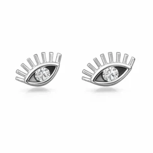 925 silver evil eye crystal stud earrings