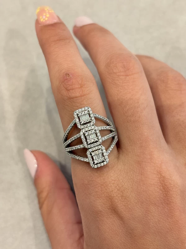 925 silver triple square zircon layered ring 925 silver triple square zircon layered ring