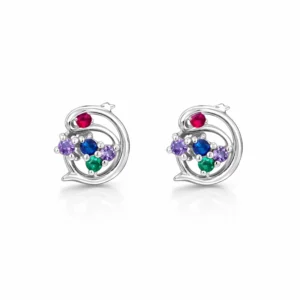 925 silver rainbow dolphin stud earrings