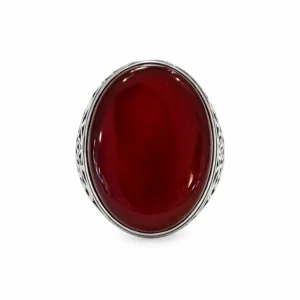 925 silver red agate statement ring (عقيق)