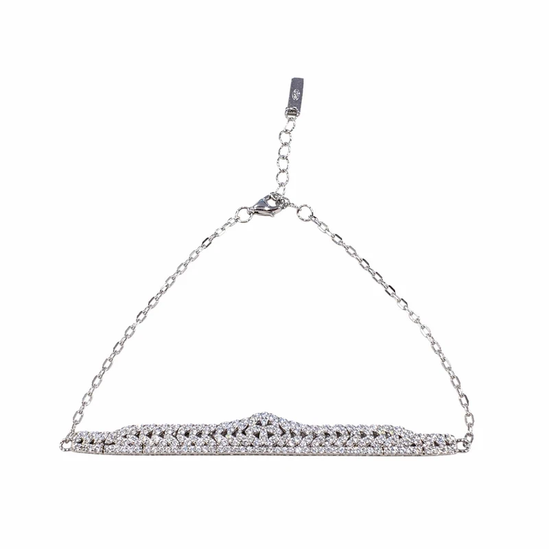 925 silver pavé link bar bracelet 925 silver pavé link bar bracelet