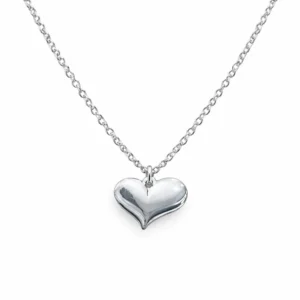 925 italian silver polished heart necklace