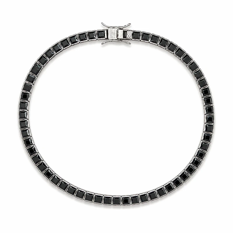 925 silver black zircon square tennis bracelet 925 silver black zircon square tennis bracelet