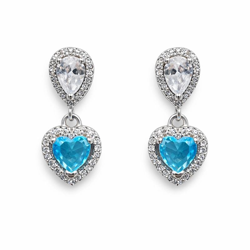 925 silver heart drop zircon earrings 925 silver heart drop zircon earrings