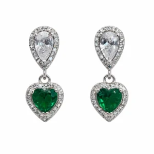 925 silver heart drop zircon earrings