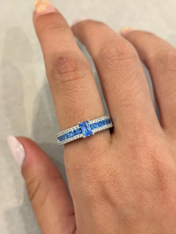925 silver blue zircon crystal band ring 925 silver blue zircon crystal band ring