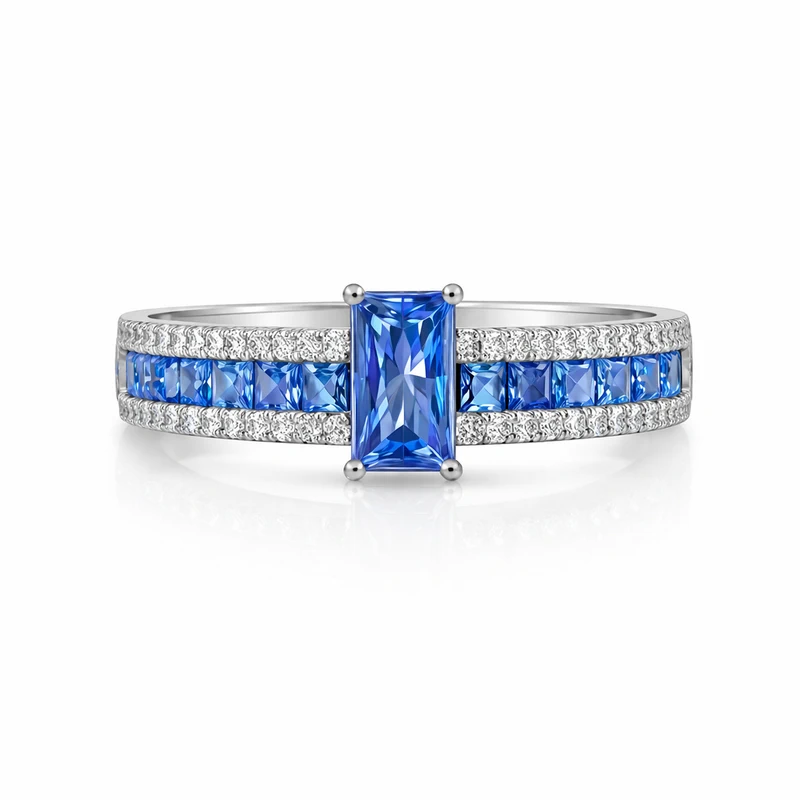 925 silver blue zircon crystal band ring 925 silver blue zircon crystal band ring