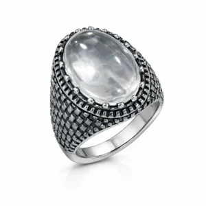925 silver pearl crown men’s ring (حجر الدر)