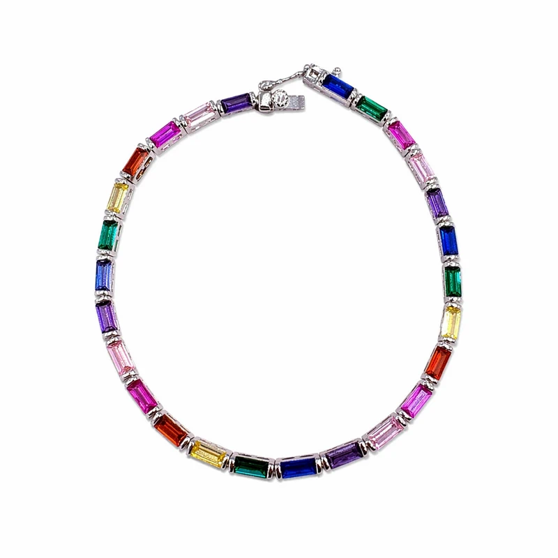 925 silver rainbow baguette zircon bracelet 925 silver rainbow baguette zircon bracelet