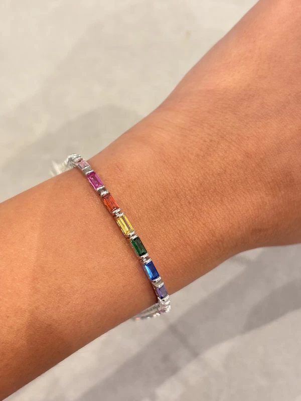925 silver rainbow baguette zircon bracelet 925 silver rainbow baguette zircon bracelet