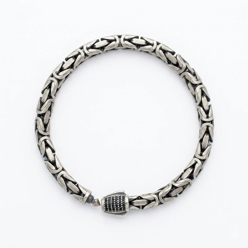925 silver byzantine chain bracelet with black accent clasp 925 silver byzantine chain bracelet with black accent clasp