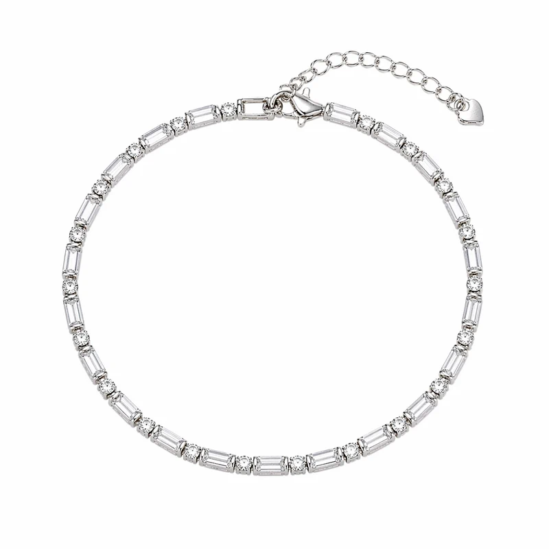925 silver alternating baguette & round zircon bracelet 925 silver alternating baguette & round zircon bracelet