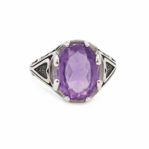925 silver purple amethyst statement ring