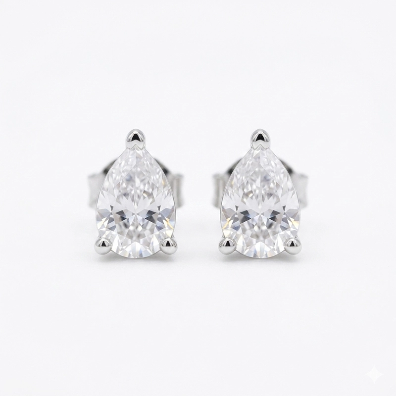 925 silver pear cut zircon stud earrings 925 silver pear cut zircon stud earrings
