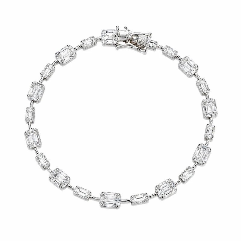 925 silver emerald cut zircon link bracelet 925 silver emerald cut zircon link bracelet