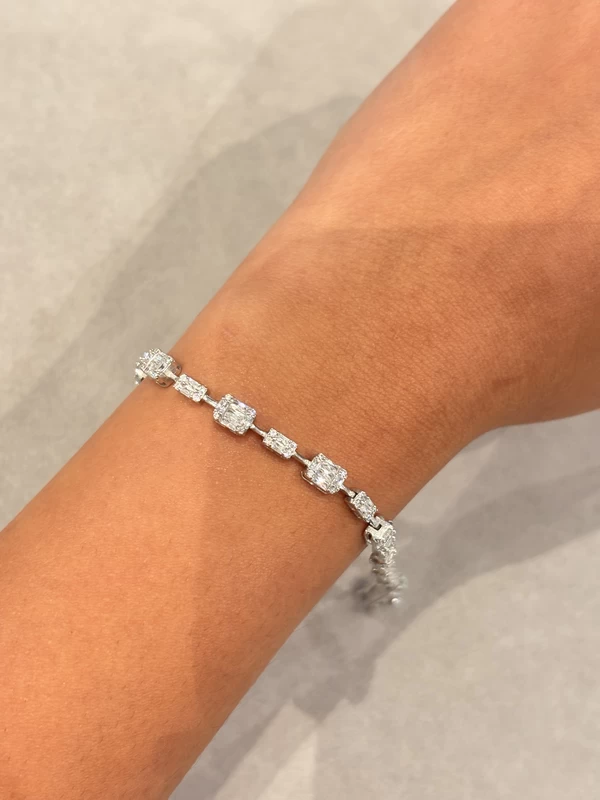 925 silver emerald cut zircon link bracelet 925 silver emerald cut zircon link bracelet