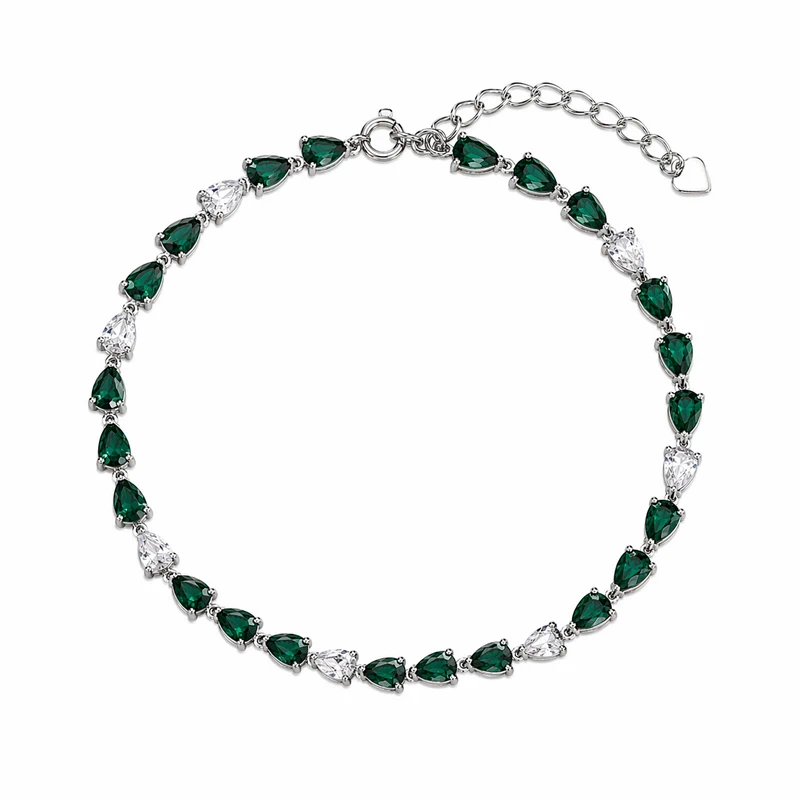 925 silver pear cut green zircon tennis bracelet 925 silver pear cut green zircon tennis bracelet