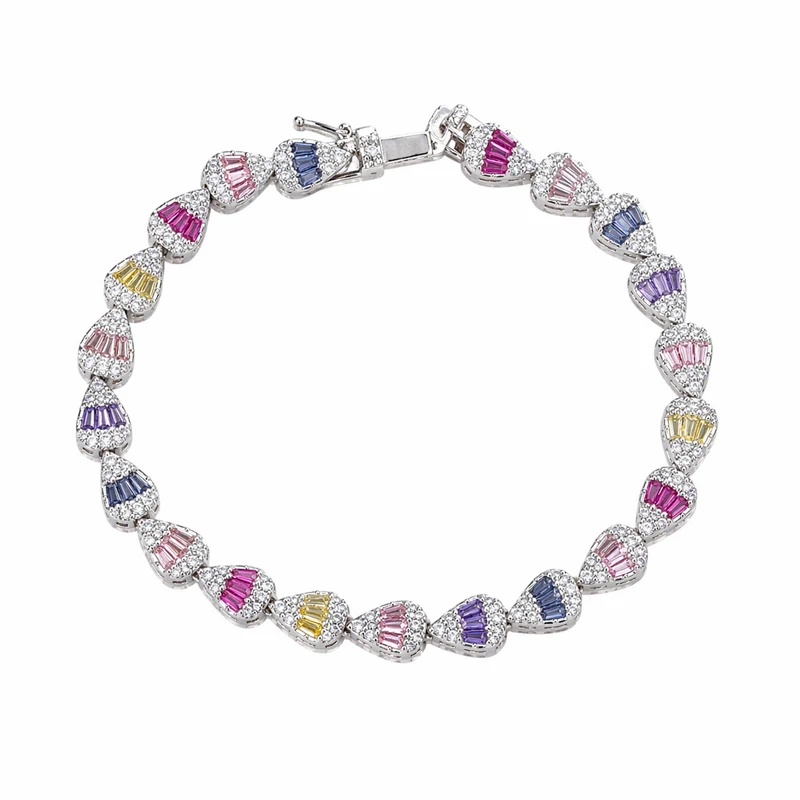 925 silver multicolor heart zircon tennis bracelet 925 silver multicolor heart zircon tennis bracelet
