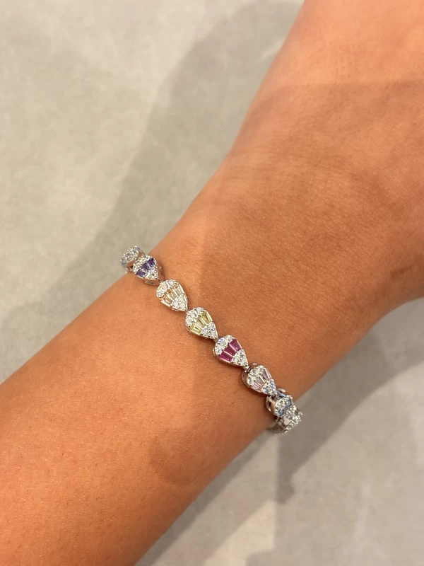 925 silver multicolor heart zircon tennis bracelet 925 silver multicolor heart zircon tennis bracelet