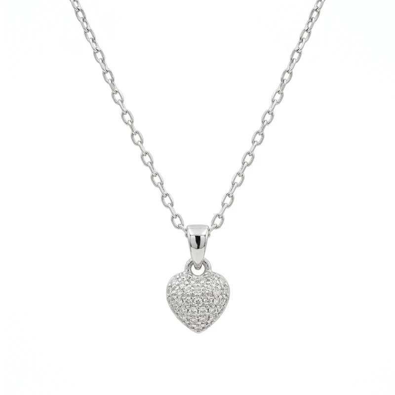 925 sterling silver pave heart necklace 925 sterling silver pave heart necklace