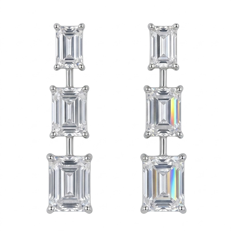 925 silver triple drop zircon earrings 925 silver triple drop zircon earrings