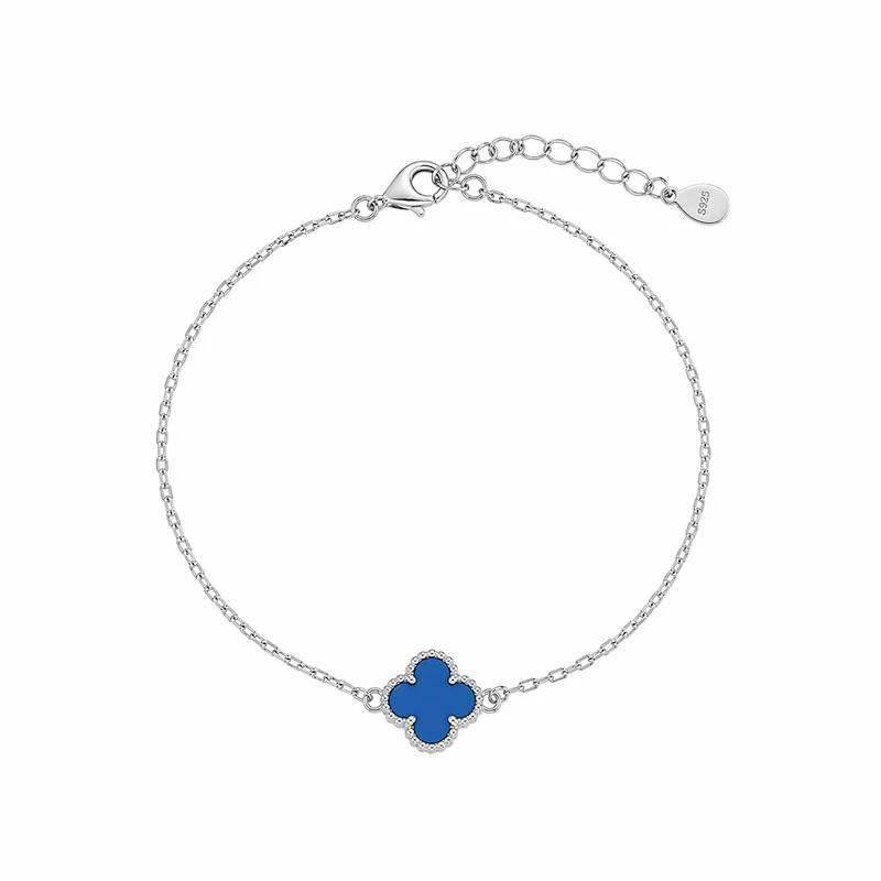 925 silver blue clover charm bracelet 925 silver blue clover charm bracelet