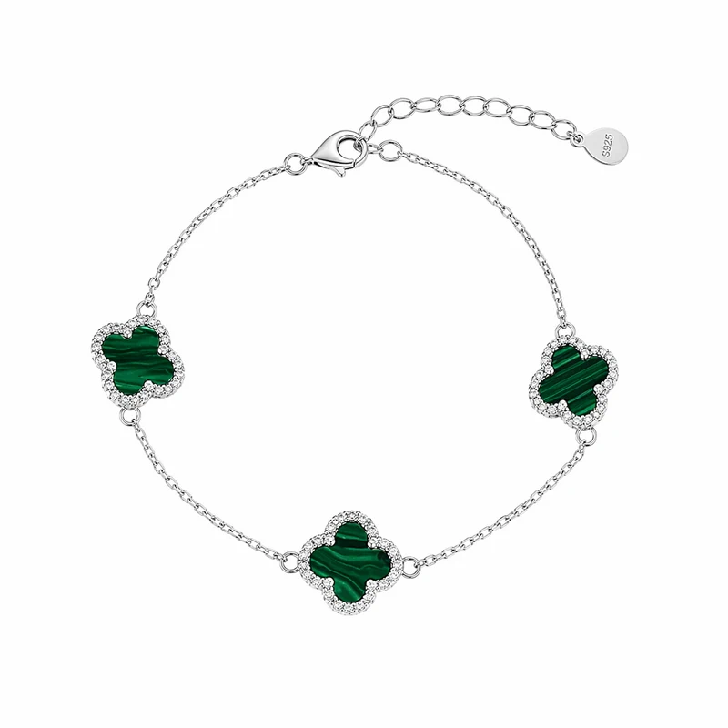 925 silver green clover station bracelet 925 silver green clover station bracelet