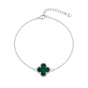 925 silver green clover charm bracelet
