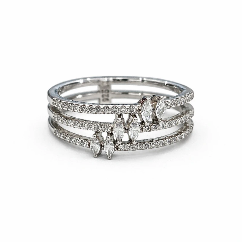 925 silver triple band marquise zircon ring 925 silver triple band marquise zircon ring