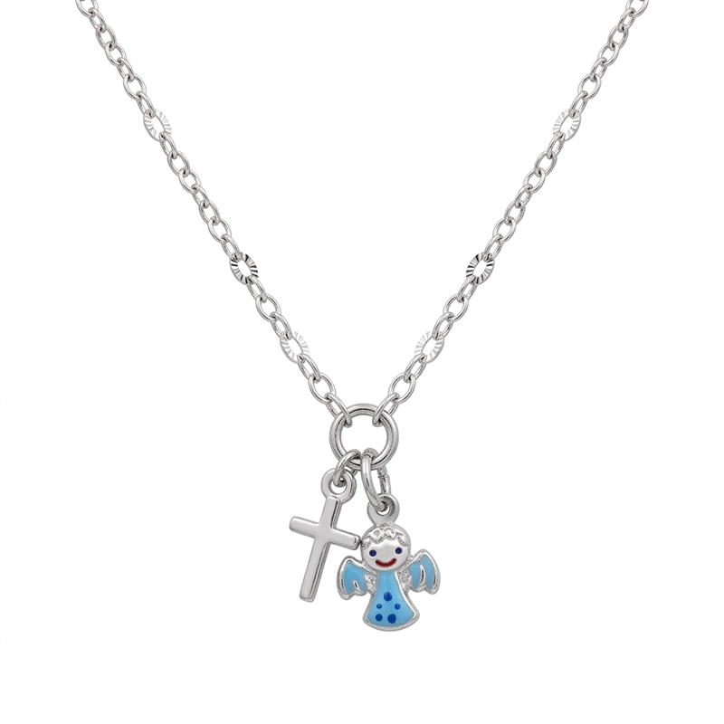 925 silver angel & cross charm necklace 925 silver angel & cross charm necklace