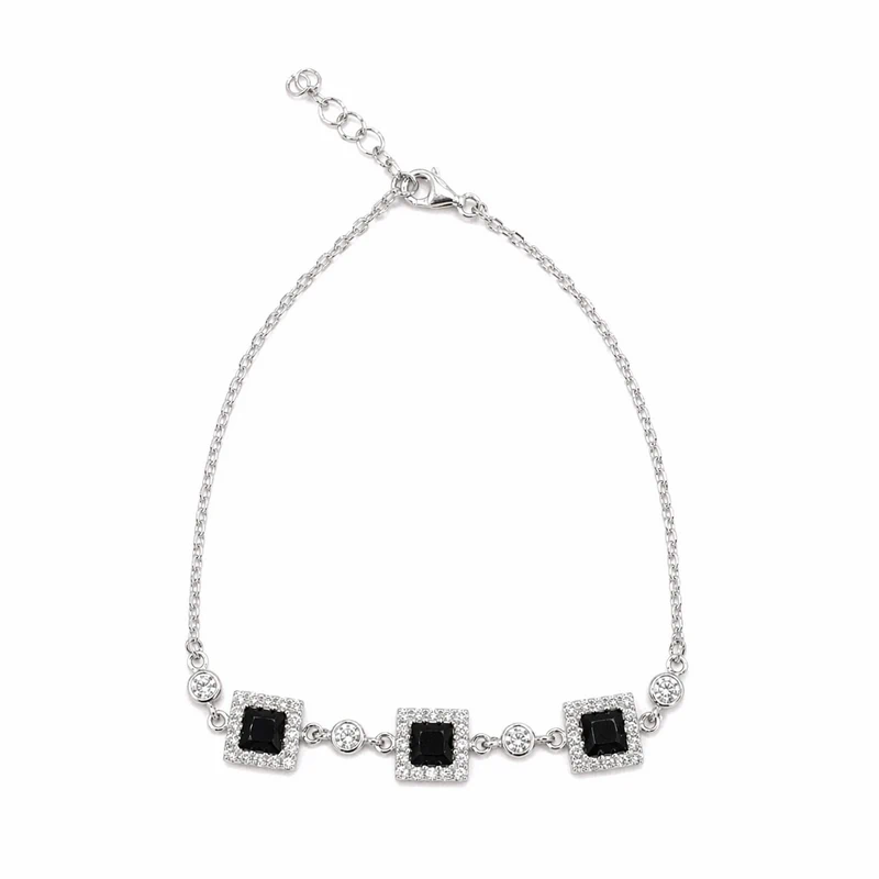 925 silver black square halo bracelet 925 silver black square halo bracelet