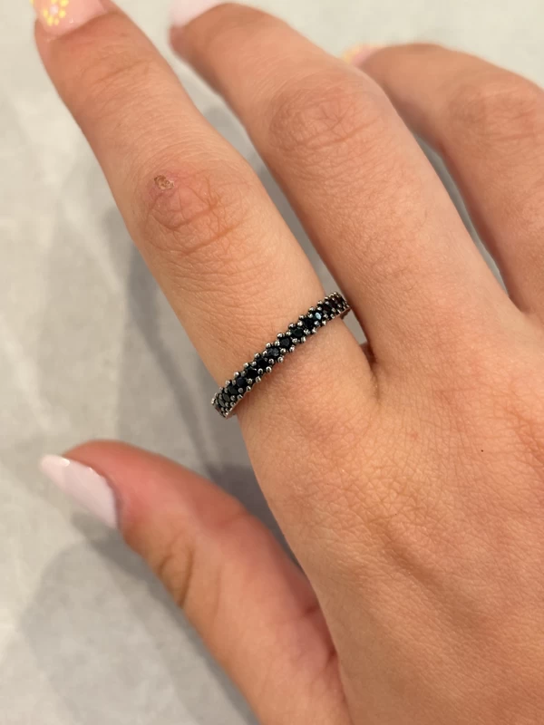 925 silver black zircon eternity band ring 925 silver black zircon eternity band ring
