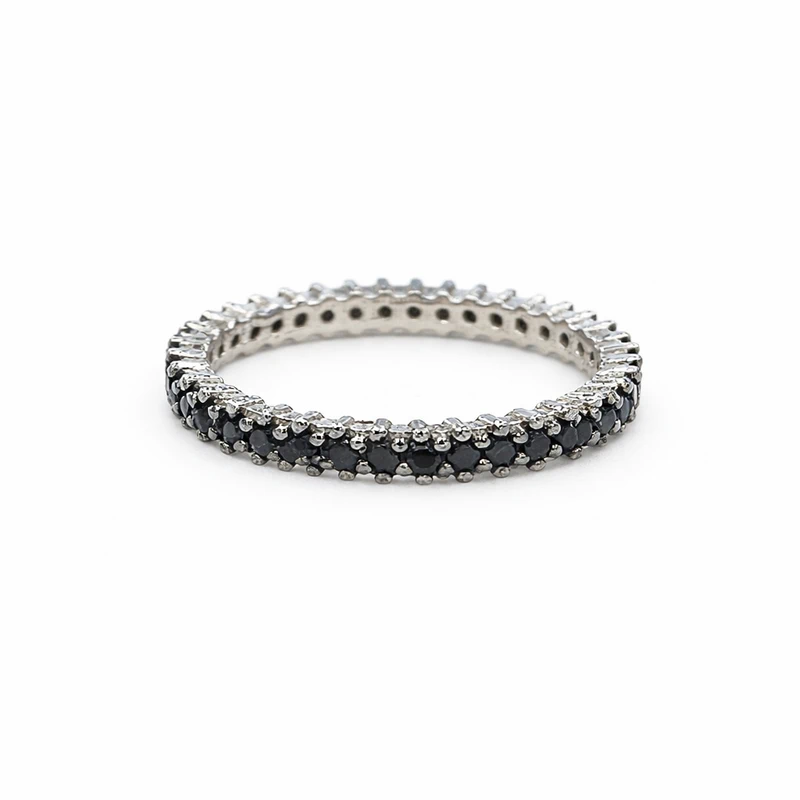 925 silver black zircon eternity band ring 925 silver black zircon eternity band ring