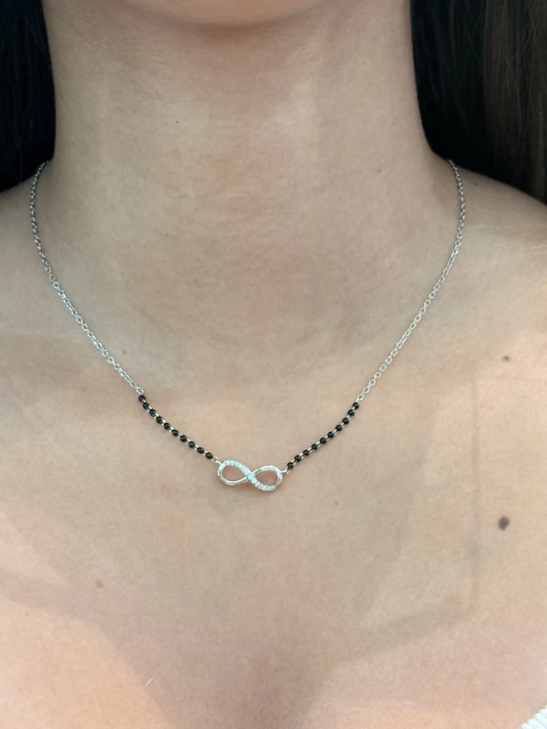 925 silver infinity necklace with black beads 925 silver infinity necklace with black beads