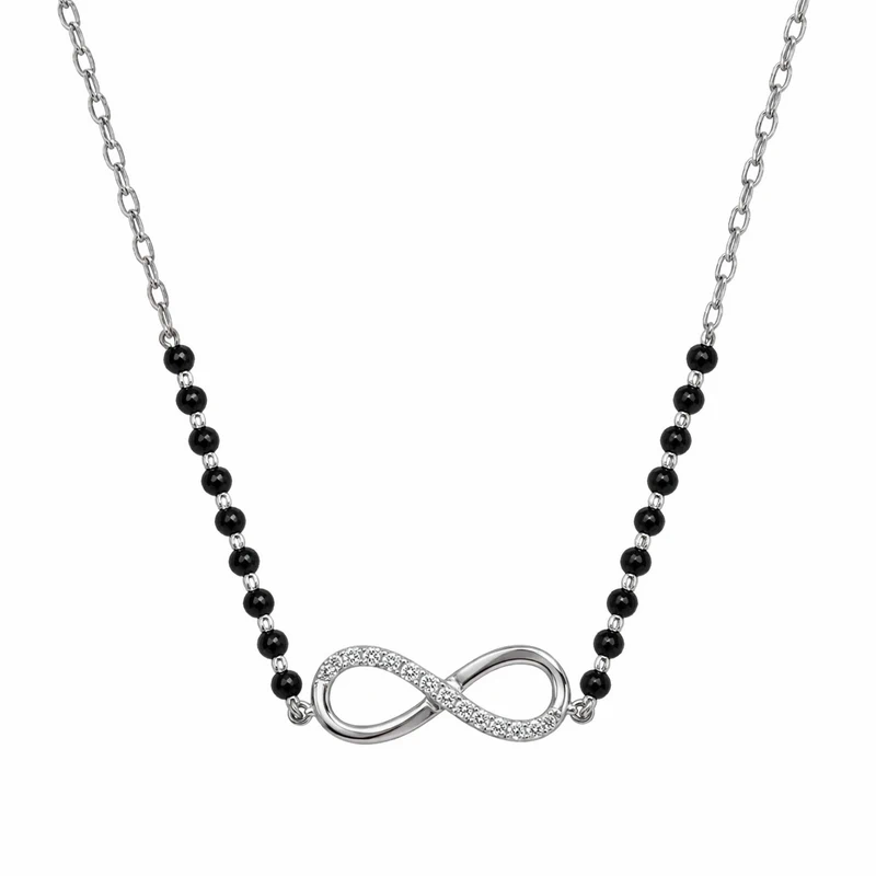 925 sterling silver infinity necklace with black beads 925 sterling silver infinity necklace with black beads