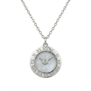 925 sterling silver roman numeral clock necklace