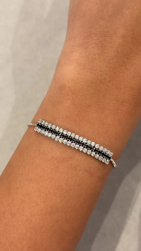 925 silver double row black & white bar bracelet 925 silver double row black & white bar bracelet