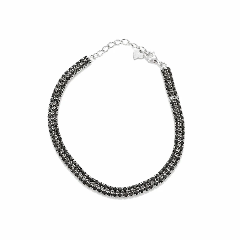 925 silver black zircon tennis bracelet 925 silver black zircon tennis bracelet