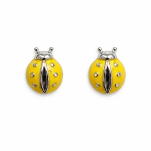925 silver yellow ladybug stud earrings
