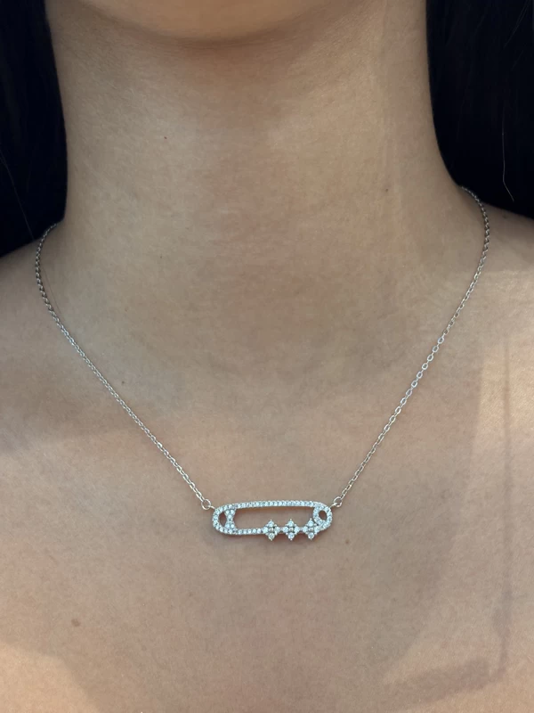 925 silver safety pin necklace 925 silver safety pin necklace
