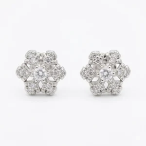925 silver snowflake floral zircon stud earrings
