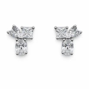 925 silver mixed cut zircon stud earrings