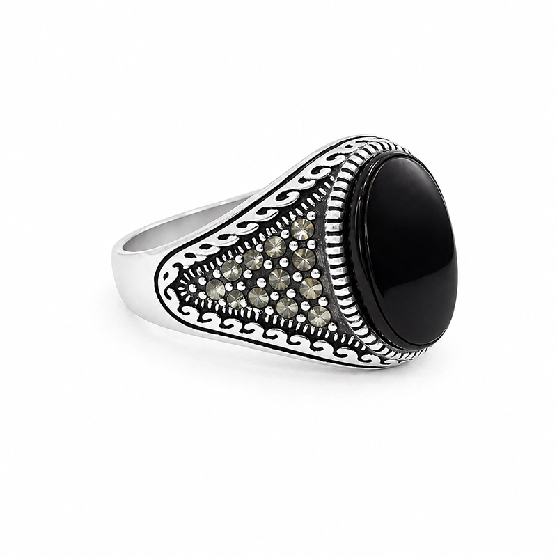 925 silver black onyx oval ring for men 925 silver black onyx oval ring for men