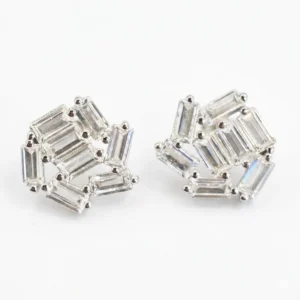 925 silver geometric baguette zircon cluster earrings