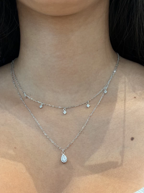 925 silver layered drop necklace 925 silver layered drop necklace