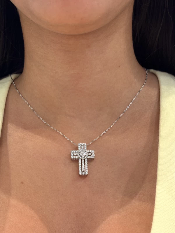 925 silver statement cross necklace with princess cut center 925 silver statement cross necklace with princess cut center