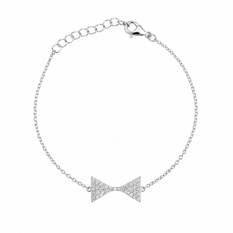 925 silver pavé bow necklace 925 silver pavé bow necklace