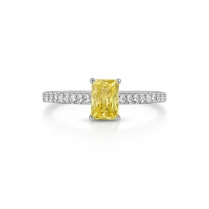 925 silver yellow zircon cut ring