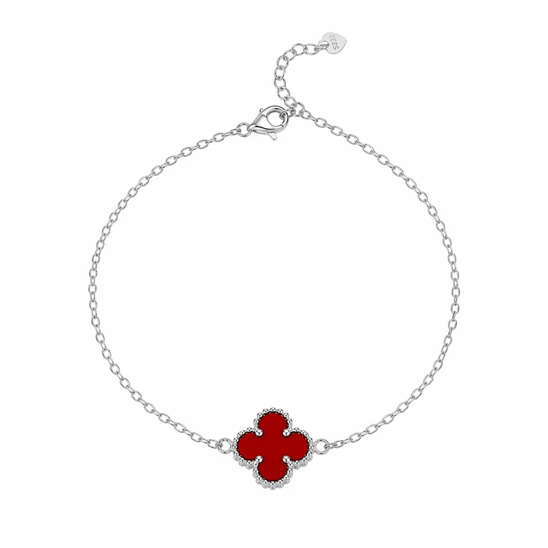 925 silver red clover charm bracelet 925 silver red clover charm bracelet