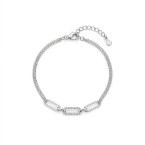 925 silver link zircon bracelet